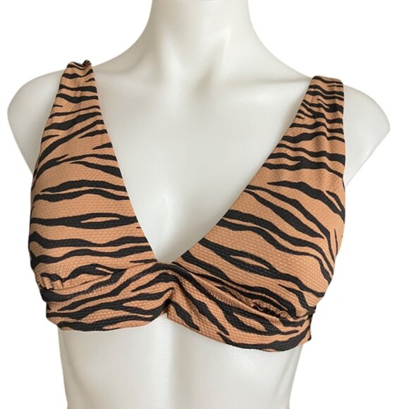 Aerie size S M L Tiger Pique longline triangle tie back bikini top NWT - Picture 2 of 11